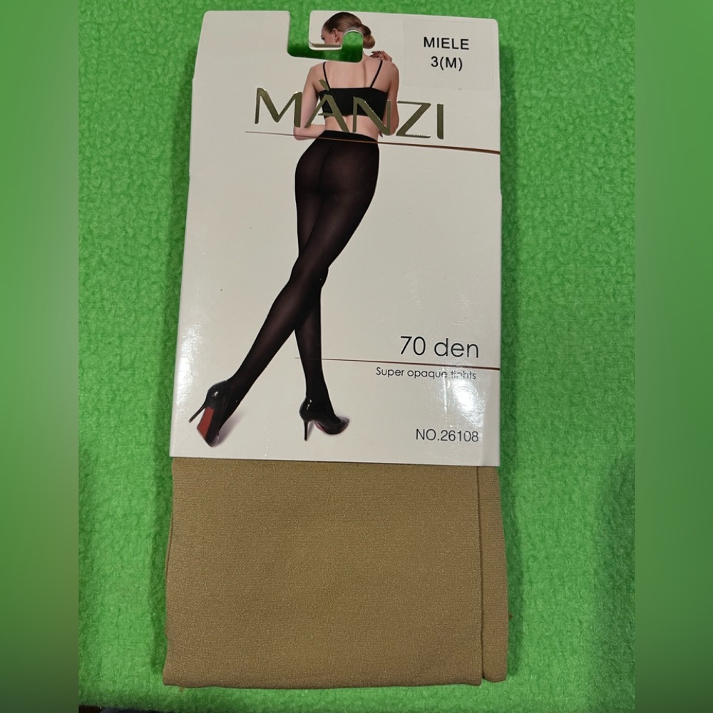 NEW MANZI 70 DEN Miele 3 (M) Super Opaque Tan Tights
